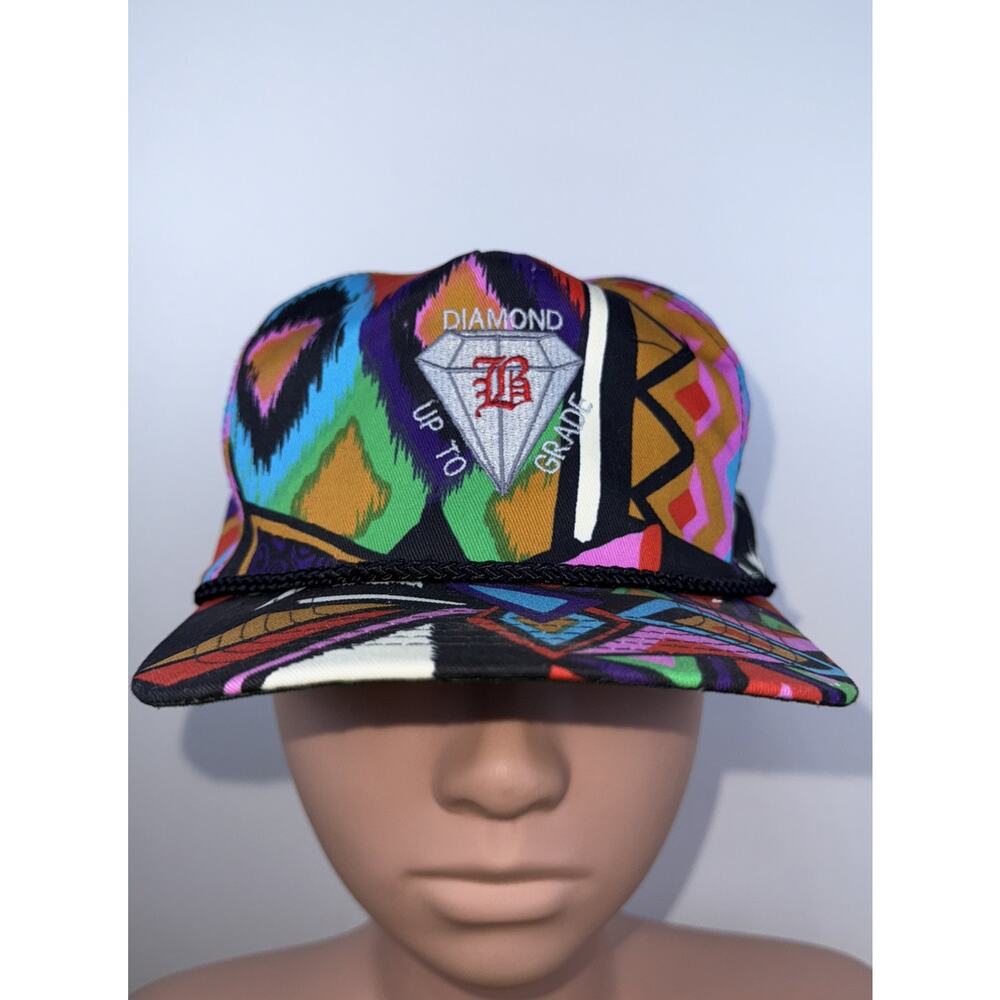 Vintage Multicolor Abstract Art Snapback Adjustable Hat San Sun Embroidered